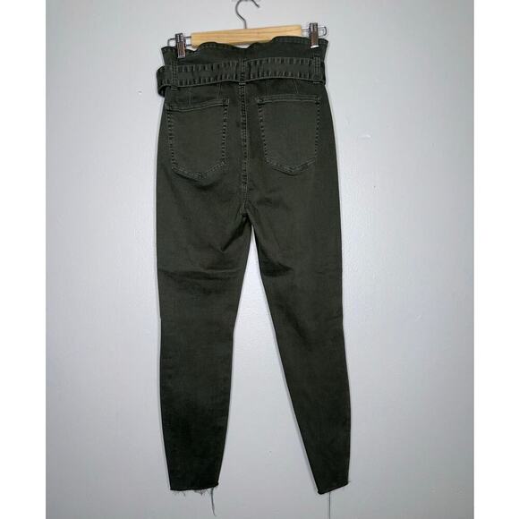 Pistola Inez Paper Bag Skinny Jeans Raw Hem Olive Green Size 27 - Picture 7 of 7